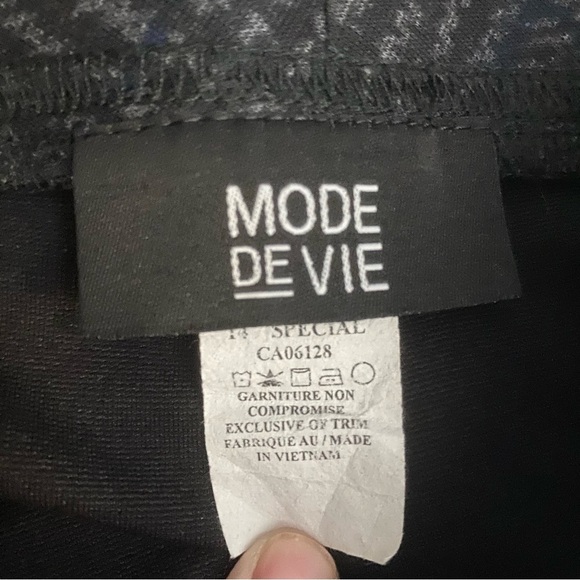 MODE DE VIE Ankle Pants Women’s 14 Gray Plaid Wide Leg Stretch Casual Preppy - Picture 3 of 8